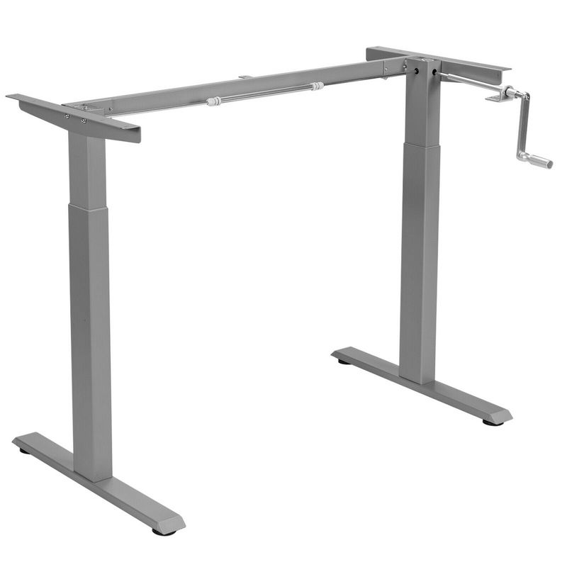 Costway Hand Crank Sit to Stand Desk Frame Height Adjustable Standing Base Black/Grey/White, 1 of 11