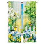 Collections Etc Birds on Fence Colorful Spring Scene Window Curtains, Single Panel,