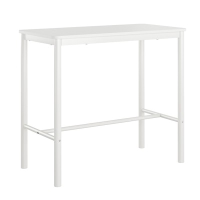 GlasFlength Bar Table，Industrial Modern Bar Table with Sturdy Metal Frame, Easy Assembly, white, 47.2"*23.6"*41.3"