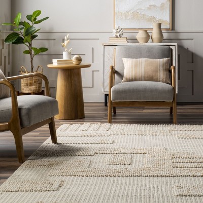 Ivory Abstract High-Low Wool 5' x 8' Area Rug