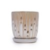 Yinvani Set of 2 Striped Ceramic Flowerpot with Drainage Hole, 8" Modern Planter for Patio, Garden, Windowsill - 3 of 4