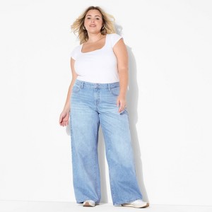 Women's Low-Rise Baggy Jeans - Wild Fable™ Light Wash - 1 of 3