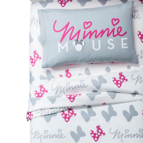 Mickey Mouse Friends Twin Minnie Mouse Sheet Set Gray White Target