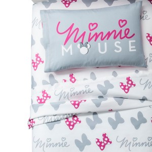 Mickey Mouse & Friends Minnie Mouse Gray & White Sheet Sets (Twin), White Gray