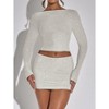 Coolmee Women's 2 Piece Sets Dressy  Rhinestone Skirts Set Long Sleeve Crop Tops Going Out Party Outfits - 2 of 4