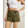 Trendy High Waist Cargo Shorts for Women - Summer Casual Elastic Waist Shorts with Pockets - 3 of 4