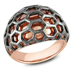 EVERLY JEWELRY | Rose Plated Sterling Silver Black Rhodium Geometric Lattice Ring - 1 of 1