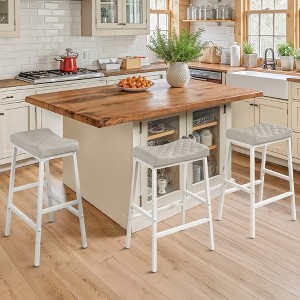 Arceso Counter Height Bar Stools Set, Barstools with Thick PU Leather Saddle Seat & Metal Legs,24Inch Kitchen Counter Stools - 1 of 4