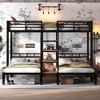 Queen over Twin over Twin Metal Bunk Bed ,Triple Metal Bunk Bed with Storage Shelves and Storage Stairs,Black - 2 of 4