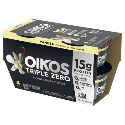 Oikos Triple Zero Vanilla Greek Yogurt - 4ct/5.3oz Cups_4