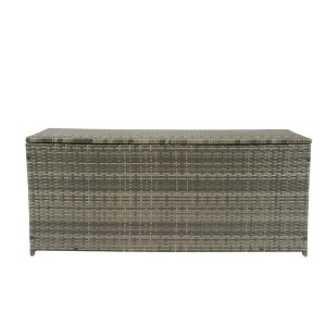 TiramisuBest Outdoor Storage Box, 113 Gallon Wicker Patio Deck Boxes with Lid, Outdoor Cushion Storage for Kids Toys, Pillows, Towel Grey Wicker - 1 of 4