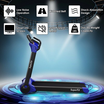 Navy Blue Foldable Electric Treadmill with LED Display