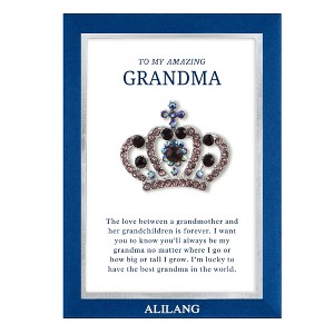 Anna-Kaci Purple Royal Monarch Queen Crown Crystal Rhinestone Brooch Pin with Family Gift Message Card & Envelope Jewelry Gifts - 1 of 4