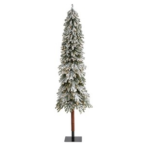 8ft. Flocked Grand Alpine Artificial Christmas Tree with 500 Clear Lights & 1051 Branches on Trunk – Holiday X-Mas Display - 1 of 4