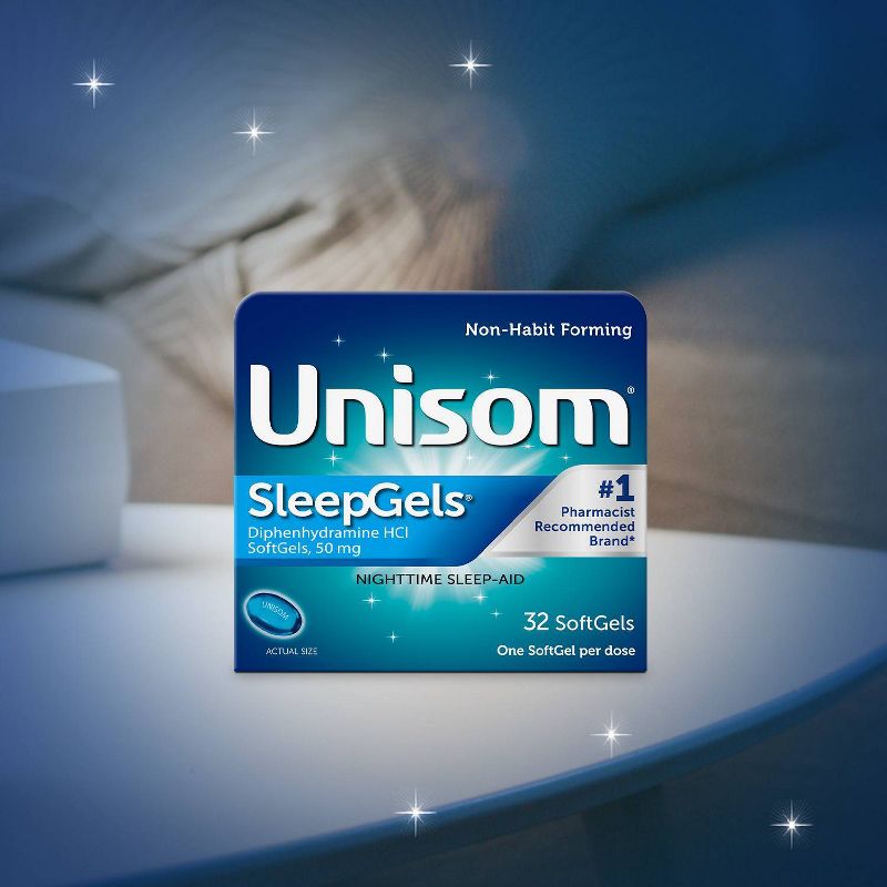 Unisom SleepGels Nighttime Sleep-Aid Softgels - Diphenhydramine HCl - 32ct, 5 of 9