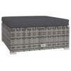 Patio Footrest with Cushion Gray 27.6"x27.6"x11.8" Poly Rattan vidaXL - 2 of 4