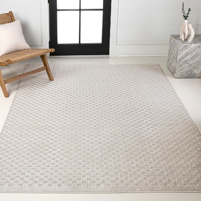JONATHAN Y Finn High-Low Modern Minimalist Checkered Monotone Indoor/Outdoor Area Rug