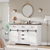 6 Drawers Dresser, Farmhouse Modern Dressers, Chest of Drawers with Sliding Barn Doors for Bedroom, Living Room, White - 2 of 4