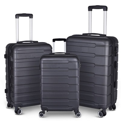 Luggage Set of 3, Suitcases with Spinner Wheels Hardside Expandable Luggage Suitcase Set with TSA Lock for Travel-Black