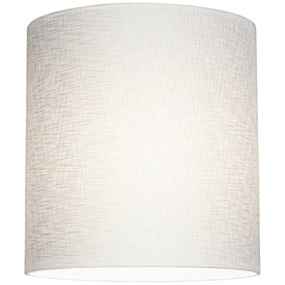 White Linen Tall Drum Lamp Shade with Chrome Fitter