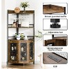 Industrial Corner Bar Cabinet with LED Lights & Power Outlet, 5-Tier Adjustable Shelf Liquor Storage Unit for Small Spaces - 4 of 4