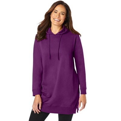 Woman Within Plus Size Longer-Length Hoodie Sweatshirt.
