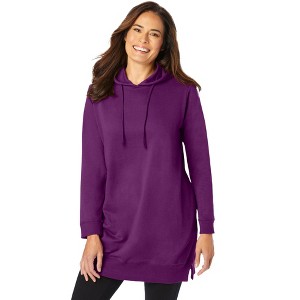 Woman Within Plus Size Longer-Length Hoodie Sweatshirt. - 1 of 4