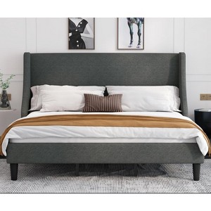 Allewie Bed Frame, Platform Bed Frame with Upholstered Headboard, Modern Deluxe Wingback, Wood Slat Support, Mattress Foundation - 1 of 4
