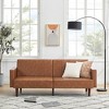 Garvee Convertible Sofa Bed, Adjustable Couch Sleeper Modern Faux Leather, Memory Foam Loveseat Sofa Bed, Couches for Living Room, Bedroom, Brown - 2 of 4
