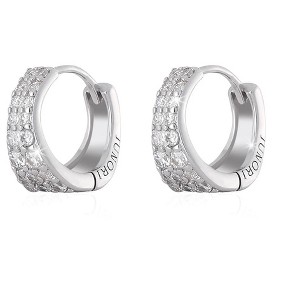 Molenia 18K White Gold Plated Huggie Hoop Earrings 925 Sterling Silver with Sparkling 6A Cubic Zirconia Lightweight Hypoallergenic Hoops for Women - 1 of 4