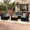 Tangkula Set Of 5 Rattan Sofa Set Outdoor Wicker Furniture Set w/Seat & Back Cushions Square Coffee Table Patio Sofa Set Gray - 3 of 4