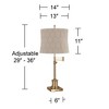 360 Lighting Westbury 36" Tall Skinny Large Traditional End Table Lamp Swing Arm Gold Antique Brass Finish Single Salzburg Khaki Shade Living Room - 4 of 4