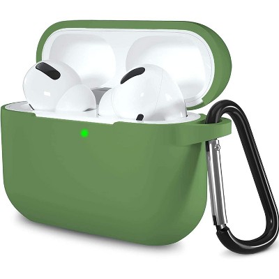 BONGEEK AirPods Pro Case Cover,Soft Silicone Protective Cases Cover Skin for Apple AirPod Pro 2 Charging Case Keychain Front LED Visible,Olive Green