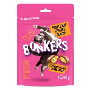 Bonkers Adult Crunchy and Soft Cat Treats Paw Lickin Chicken Flavor - 3oz - 1 of 4