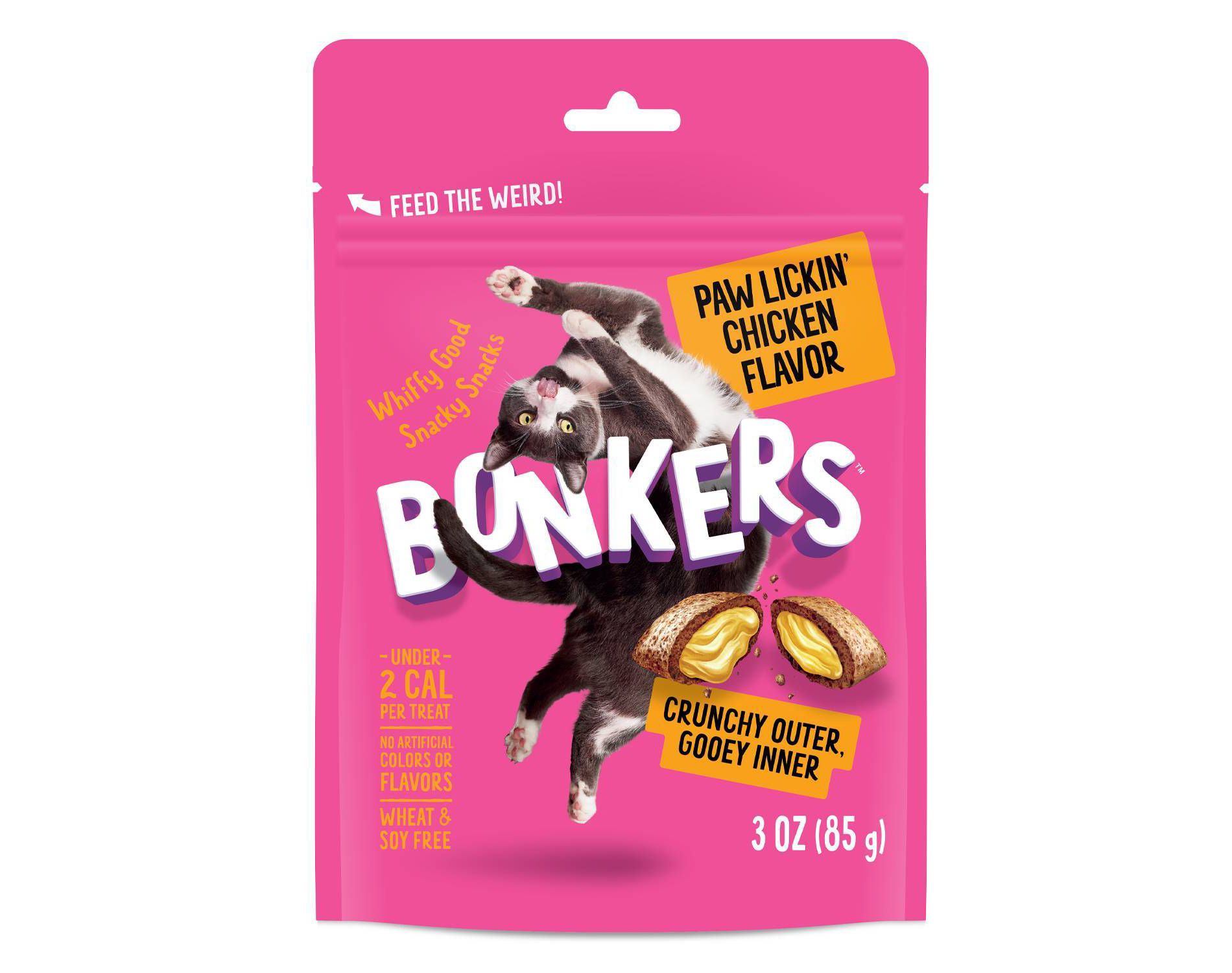 Bonkers Adult Crunchy and Soft Cat Treats Paw Lickin Chicken Flavor - 3oz