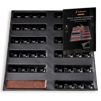 Flexipan Original 12 Chocolate Bars Mold, Non-Stick, Handcrafted in France, Trusted by Chefs, Food Safe Certified