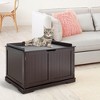 Costway Cat Litter Box Cabinet Furniture Cat Washroom Storage Bench Brown - 3 of 4