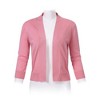 Women's 3/4 Sleeve Open Front Cropped Cardigan Sweater Lightweight Knit Short Shrugs Dusty Pink M - 3 of 4