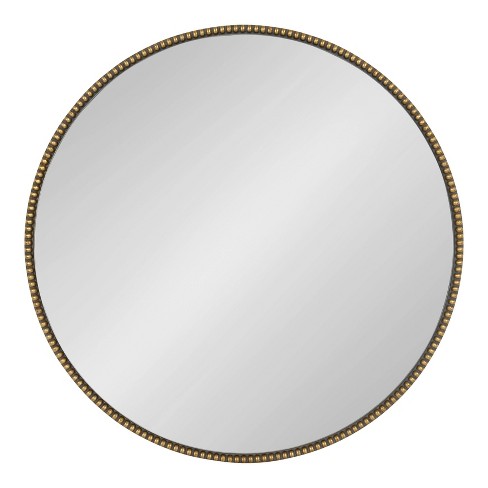 Small Beaded Carved Round Wall Mirror in Gold – BHFhome