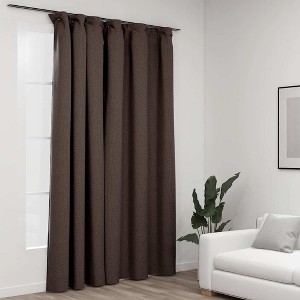 Aghana Digitals Taupe Linen-Look Blackout Curtain, 114.2x96.5", 100% Polyester with Metal Hooks for - 1 of 4