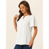 Allegra K Women's Dressy Casual V Neck Business Work Short Sleeve Button Down Shirts - 4 of 4
