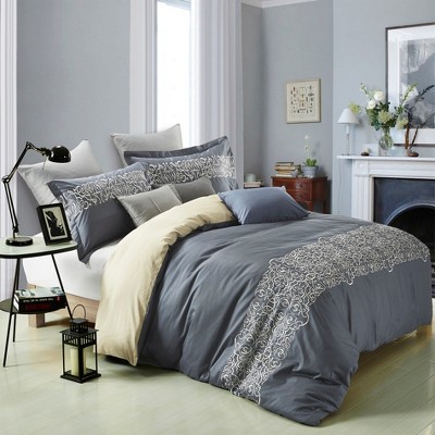 Cotton Greek Key Embroidered 3 Piece Duvet Cover Set by Blue Nile Mills
