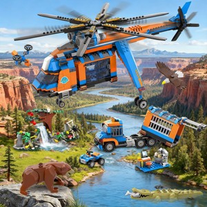 1356PCS Jungle Adventure Helicopter & Truck Building Set STEM Gift for Kids & Adults Ages 6 Years and Up - 1 of 4