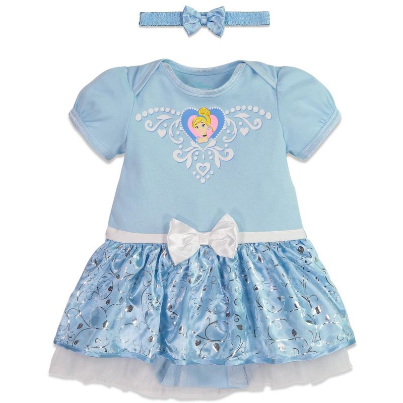 Disney Princess Cinderella Ariel Belle Snow White Girls Cosplay Dress and Headband Newborn to Infant , 1 of 8