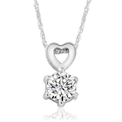 Pompeii3 1/2Ct Diamond Solitaire Heart Pendant Necklace in White, Yellow, or Rose Gold