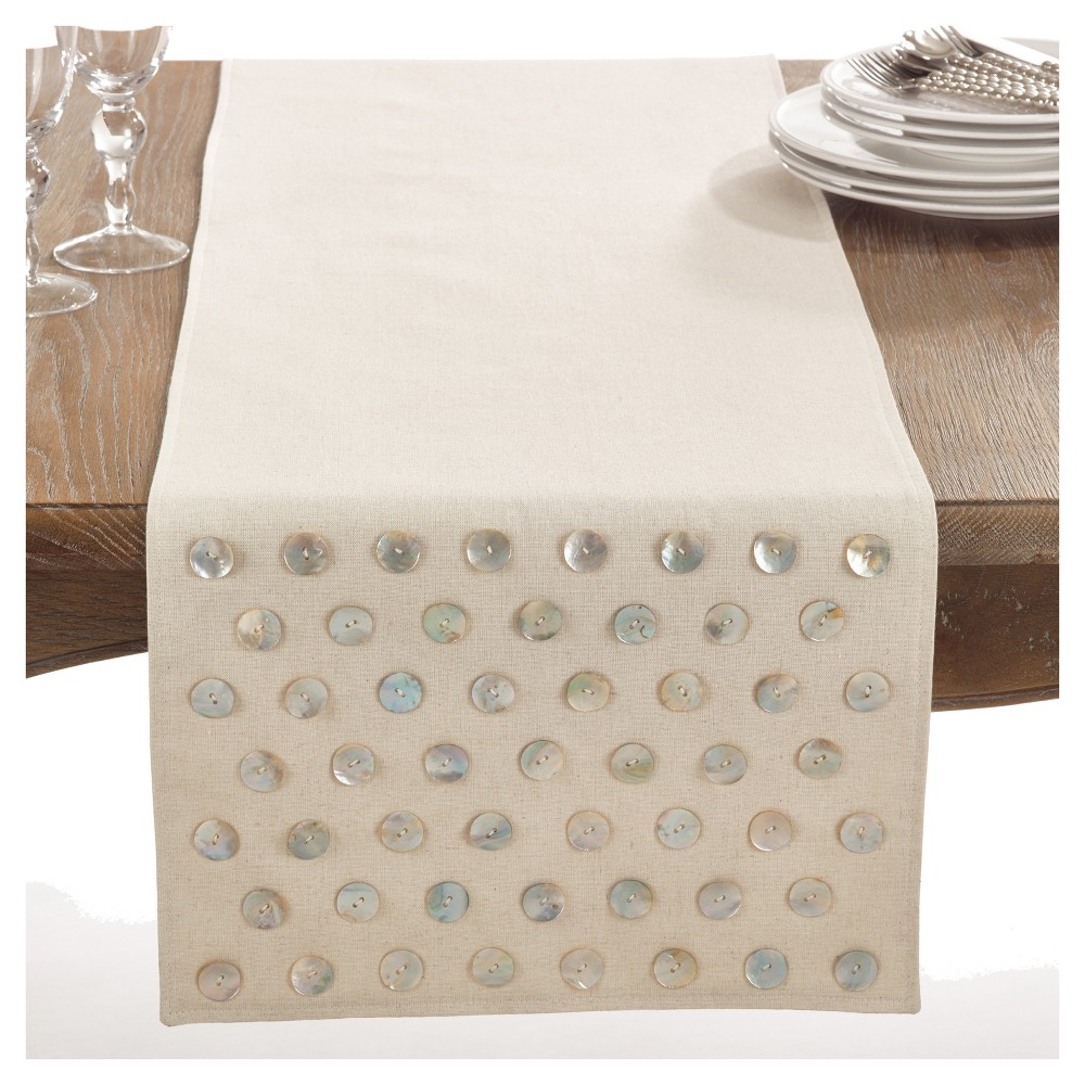 UPC 789323304582 product image for Light Brown Star Spangled Mother of Pearl Design Table Runner (16