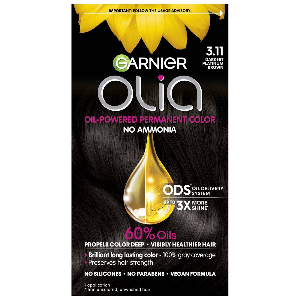 Photos - Hair Dye Garnier Olia Brilliant Color - 3.11 Darkest Platinum Brown 