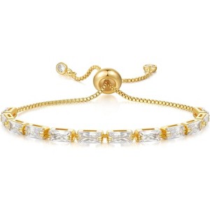 Tennis Bracelet for Women, 14K Gold Plated Cubic Zirconia Adjustable Slider Bracelets Trendy Jewelry Gift - 1 of 4