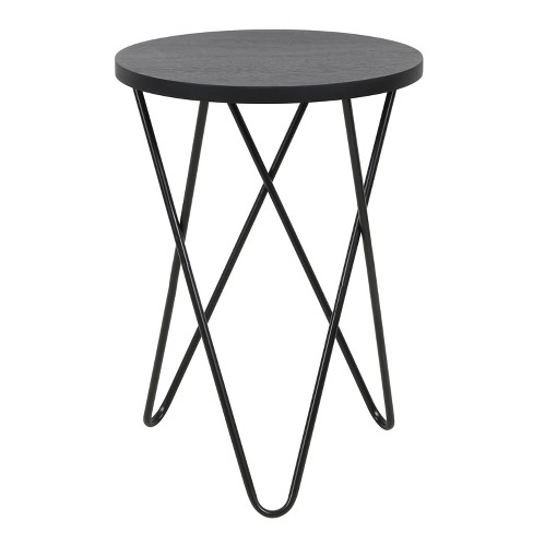 Hairpin Leg Side Table With Wood Top, White Round Side Table Black Legs Wood Top