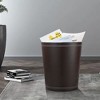 Aoibox Classic PU Leather Wastebasket, Round Garbage Can for Bathroom, Kitchen, Office, Hotel - Sleek Brown Design - 4 of 4